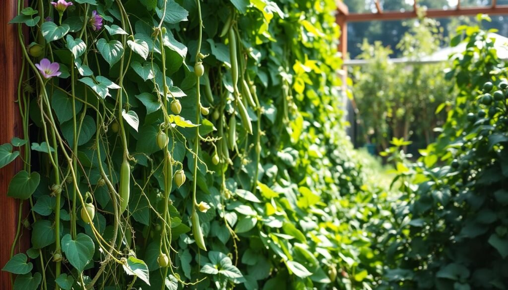 vertical garden beans and peas