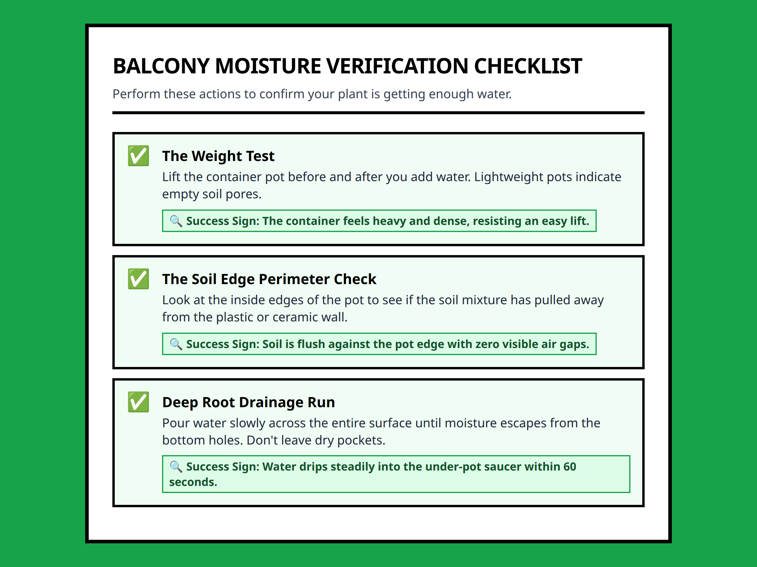 Checklist for assessing container plant water needs and spotting dehydration signs