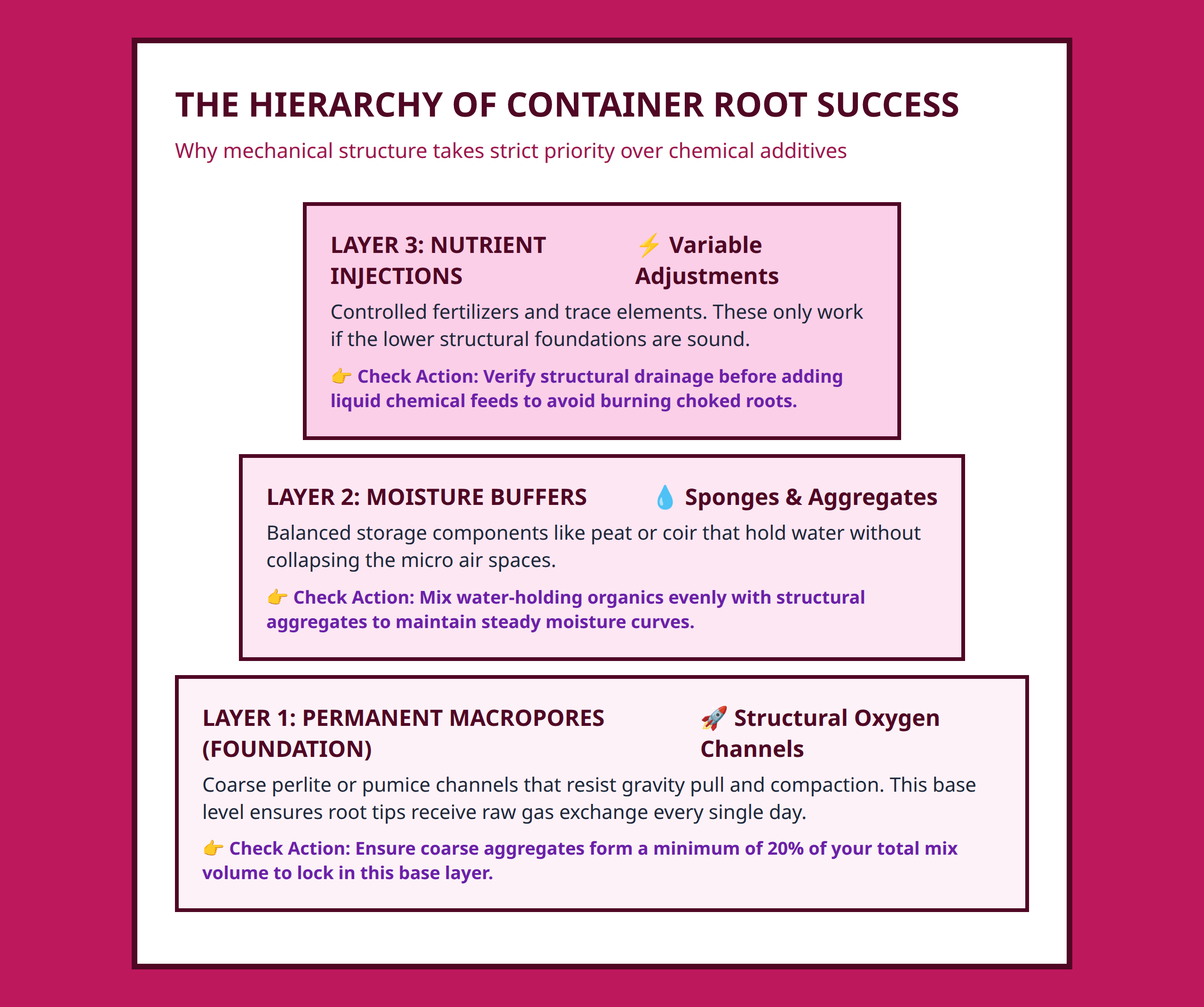 Pyramid diagram detailing the foundation tiers of functional container soil engineering