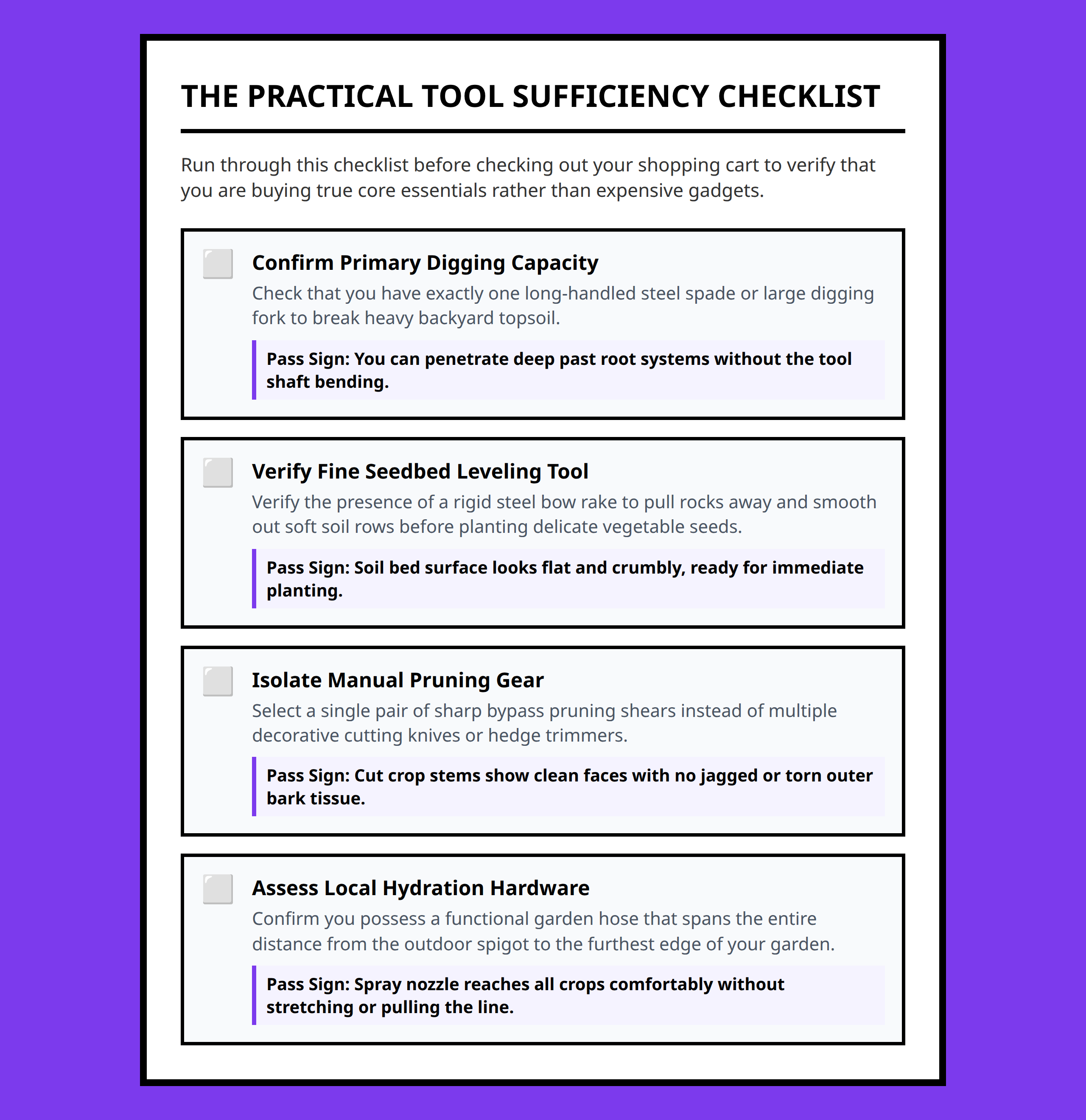 Pre-Purchase Tool Checklist for Beginner Vegetable Gardeners